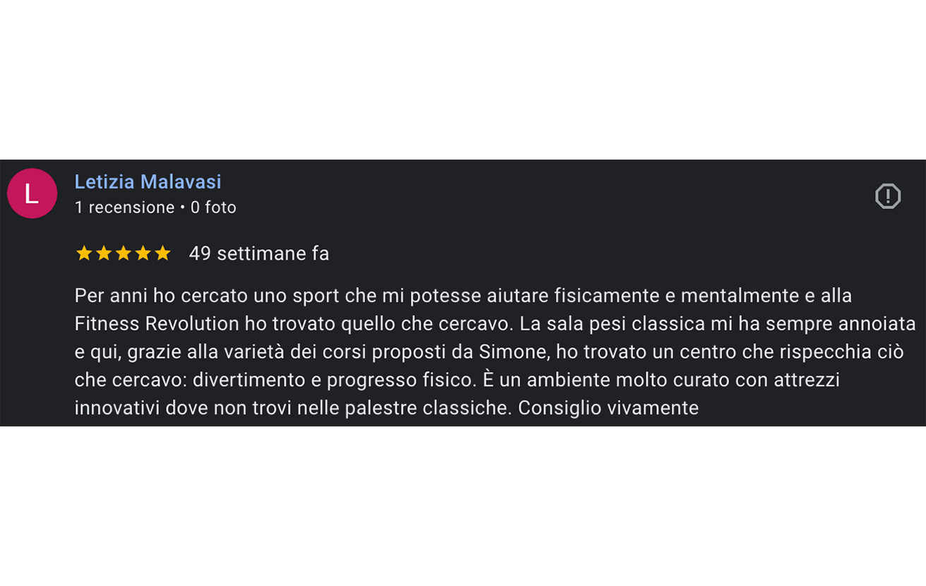 Recensione positiva per Fitness Revolution Mantova di Simone Lanzoni
