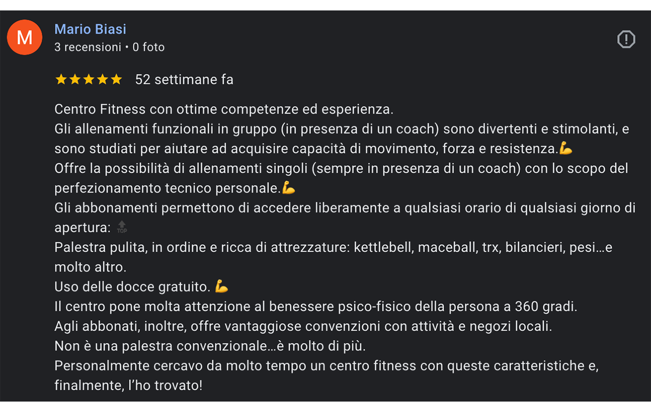 Recensione positiva per Fitness Revolution Mantova di Simone Lanzoni