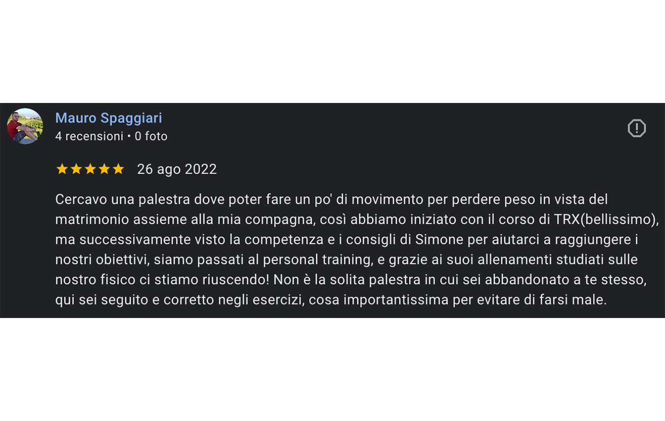 Recensione positiva per Fitness Revolution Mantova di Simone Lanzoni